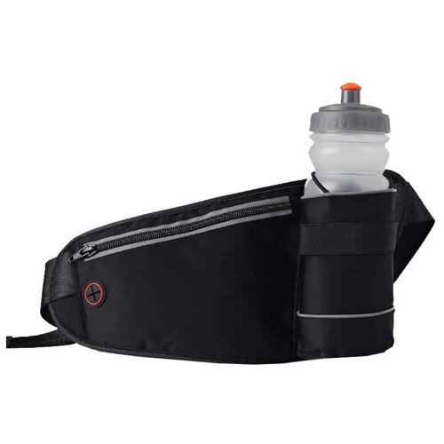 фото Спортивная поясная сумка для бега, велосипеда / сумка для спорта с отсеком для бутылки воды и выходом для наушников (черная) china