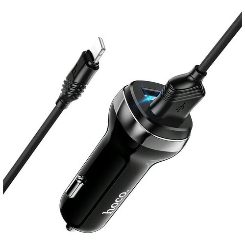 фото Автомобильное зарядное устройство hoco z40 superior dual port car charger с кабелем lightning (2usb: 5v & 2.4a) черный