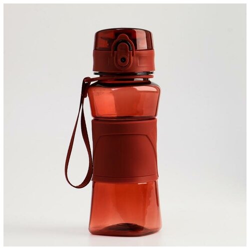 фото Бутылка для воды 450 мл, с резиновой вставкой, 20х6.5 см, коричневая qwen
