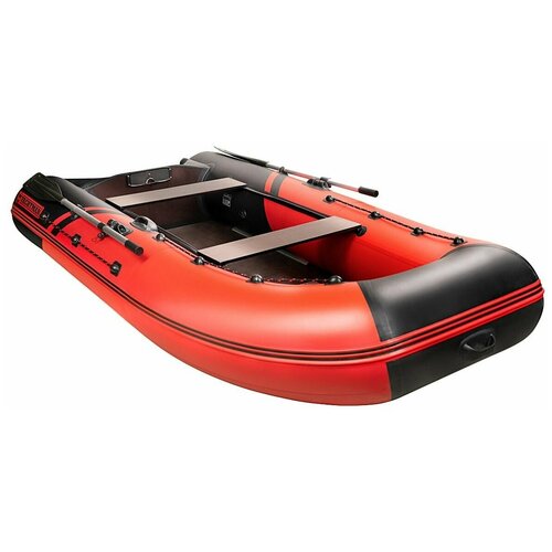 фото Надувная лодка пвх под мотор с усилением яхтман-300 ск красный-черный yachtman