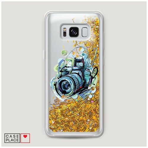 фото Чехол жидкий с блестками samsung galaxy s8 plus фотоаппарат арт case place