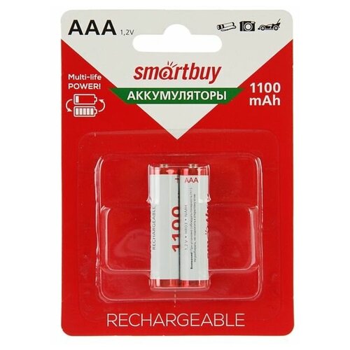 Аккумулятор Smartbuy, Ni-Mh, AAA, HR03-2BL, 1.2В, 1100 мАч, блистер, 2 шт. аккумулятор ni mh mirex hr03 aaa 600mah 1 2v 2 шт 2 20 100 блистер