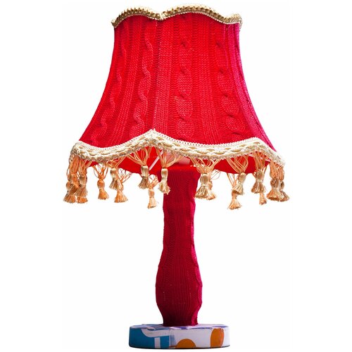 фото Kare design лампа настольная knitted, коллекция "вязаный" 31*46*31, сталь, полиэстер, хлопок, шерсть, красный