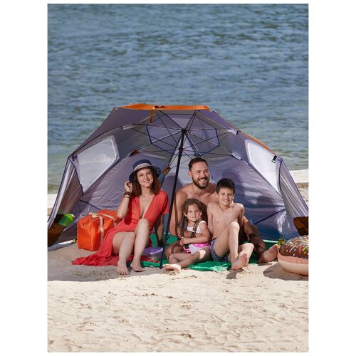 фото Большой пляжный зонт от солнца с наклоном/зонт палатка/пляжная палатка/шатер/зонт для рыбалки/складной пляжный зонт. диаметр 240см, 2 положения, окна и карманы с 2-х сторон. цвет - оранжевый. хит сша и германии smart umbrella premium xxxl