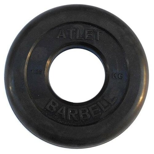 фото Диск обрезиненный черный atlet barbell d-51 1,25 кг (1106401) mb