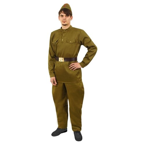 фото Костюм военного мужской ( гимнастерка, брюки-голифе, ремень, пилотка) размер 96 рост 170 страна карнавалия