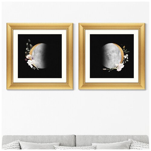 фото Набор из 2-х репродукций картин в раме lunar composition, no3 размер картины: 60,5х60,5см картины в квартиру
