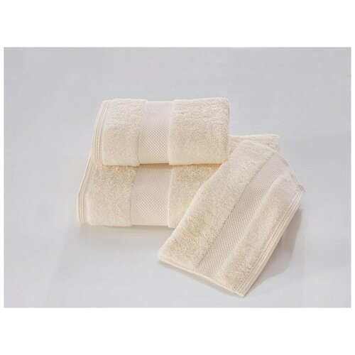 фото Deluxe полотенца лицевое, банное, комплекты soft cotton (кремовый), полотенце 75x150