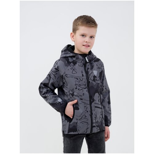 фото Куртка для мальчика демисезонная, осень, весна, softshell в19042ф серый авангард (134) sherysheff