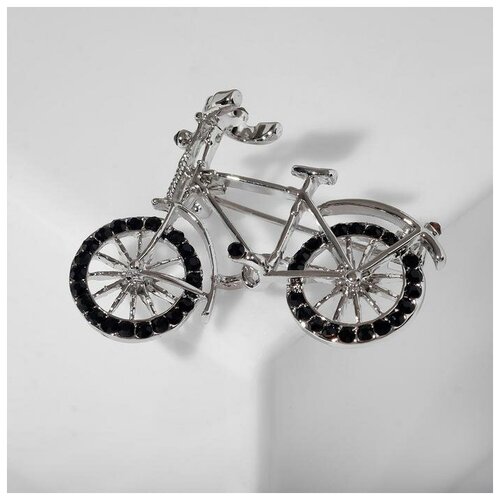 фото Брошь "велосипед". цвет чёрно-белый в серебре 7065315 сима-ленд
