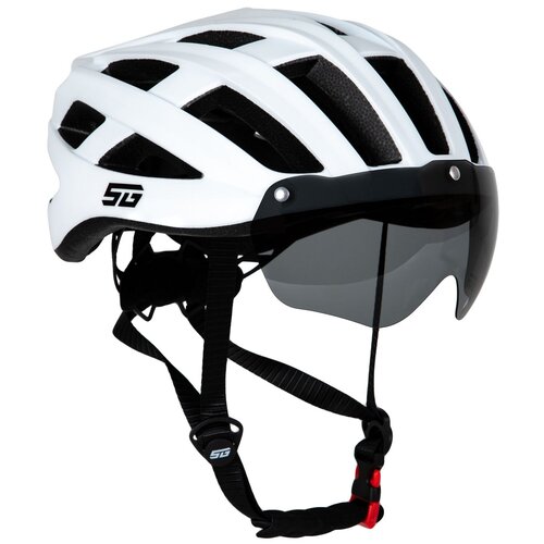 фото Шлем защитный stg, ts-33 с визором и фонарем, m, белый