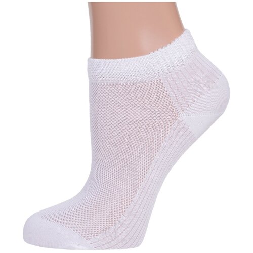 фото Женские короткие носки из микромодала grinston socks (pingons) белые, размер 23