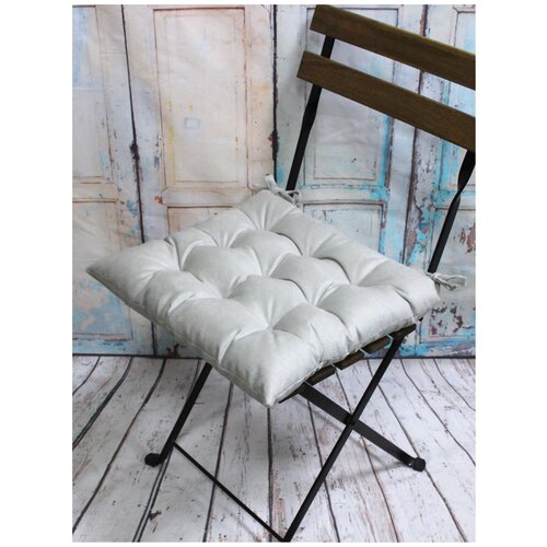 фото Подушка декоративная на стул для сидения с завязками матех aria светло-серый, 42х42 см (дом, дача), ткань велюр матекс