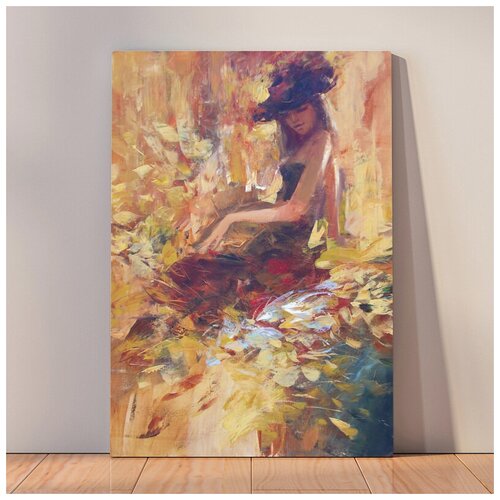 фото Картина девушка маслом, 30x40 см, картина на холсте на деревянном подрамнике с настенным креплением вау холст