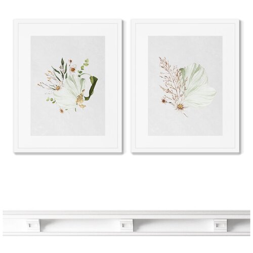 фото Набор из 2-х репродукций картин в раме floral set in pale shades, no3 размер картины: 42х52см картины в квартиру