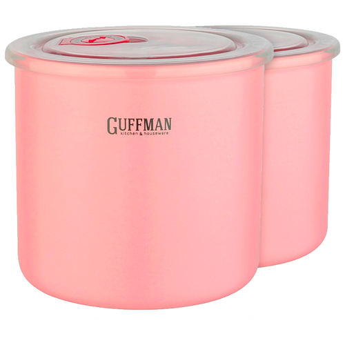 фото Набор керамических контейнеров c вакуумной крышкой. guffman. розовый, однотонный. 1 л. 2 предмета.