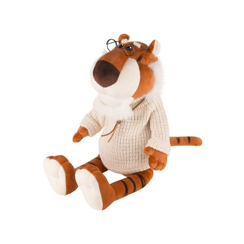 фото Игрушка mt-mrt022119-23 тигр степаныч в вязаном свитере и очках 23 см maxitoys (оранжевый), игрушка 23 см.