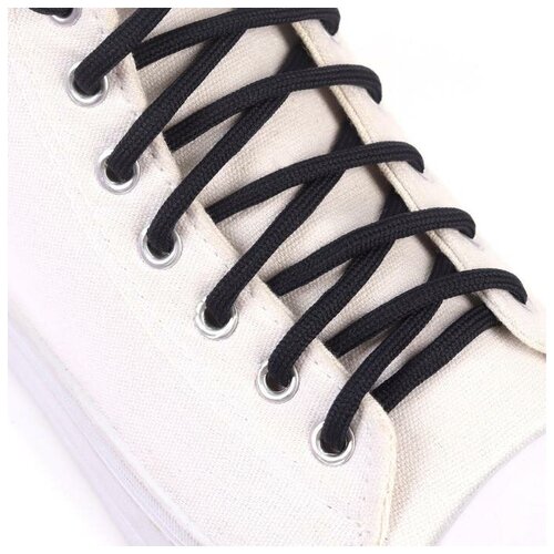 фото Шнурки для обуви, пара, круглые, d = 5 мм, 90 см, цвет тёмно-синий qwen
