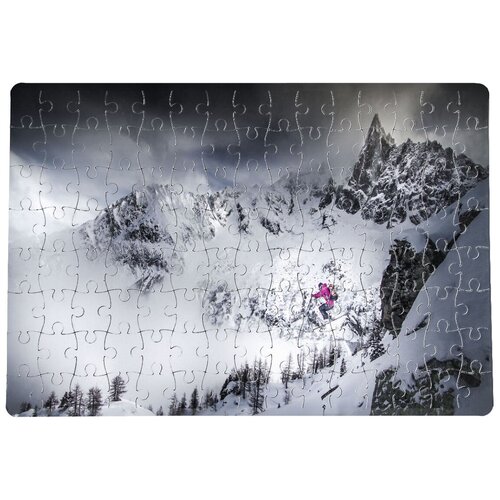 фото Пазлы coolpodarok лыжи лыжник прыжек с горы фиолетовый костюм 20х29см 120 элемента