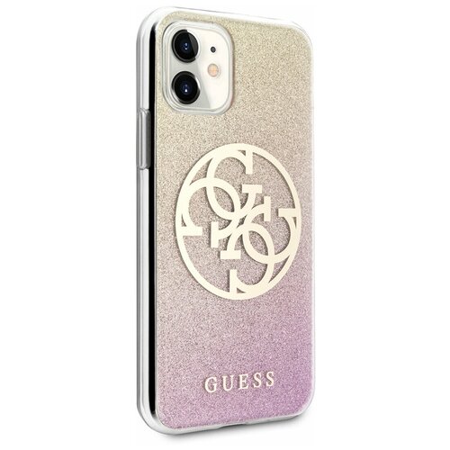 фото Чехол guess для iphone 11 4g circle logo hard pc/tpu gradient gold/pink