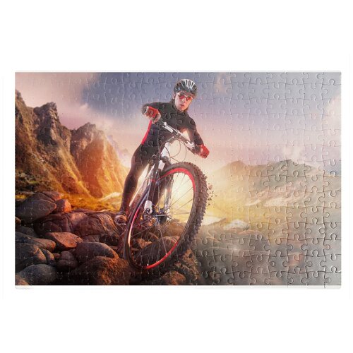 фото Пазлы coolpodarok велосипед велосипедист кросс камни закат 26х38см 252 элемента