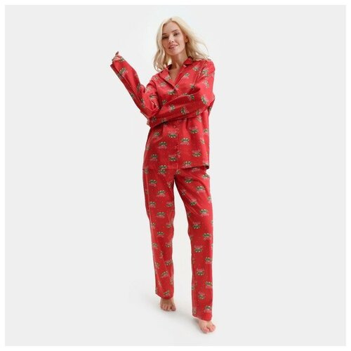 фото Пижама , брюки, рубашка, размер 48, красный pr-market