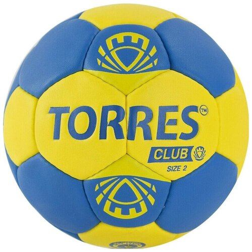 фото Мяч гандбольный torres club арт.h32142, р.2, пу, 5 подкл. слоев, сине-желтый