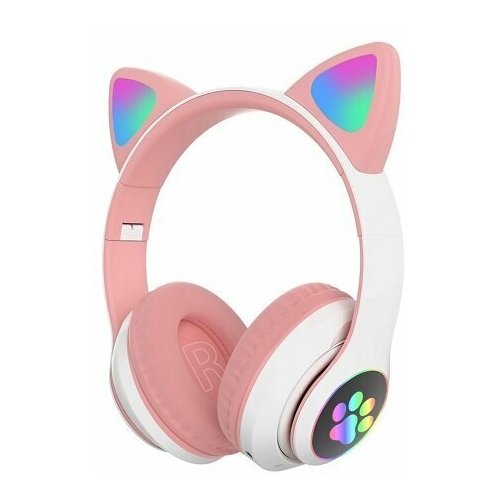 фото Беспроводные наушники с ушками "кошачьи лапки" (розовые) cat ear