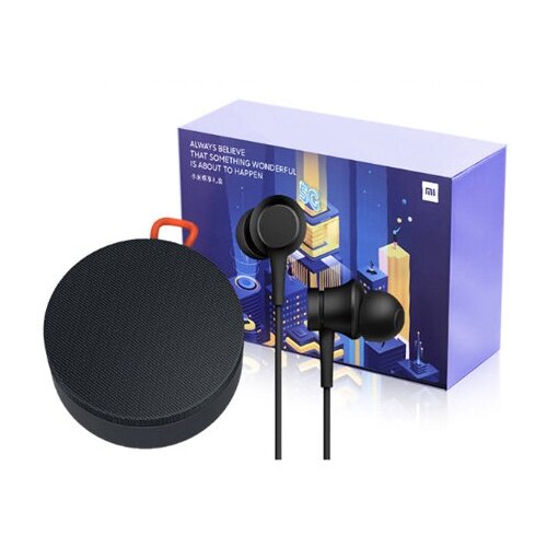 фото Подарочный набор xiaomi vip gift box: беспроводная колонка mi portable bluetooth speaker 4w (xmyx04wm) + наушники xiaomi single dynamic earphone (ddqej05wm)