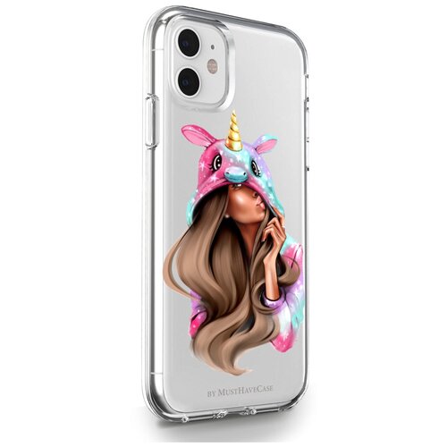 фото Прозрачный силиконовый чехол musthavecase для iphone 11 unicorn girl/ единорог для айфон 11 противоударный