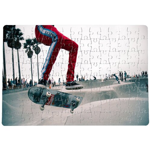 фото Пазлы coolpodarok скейтборд скейтер прыжок красные штаны 20х29см 120 элемента