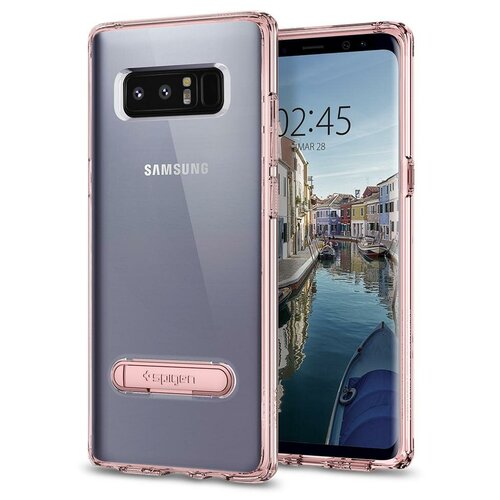 фото Гибридный чехол с подставкой spigen для galaxy note 8 - ultra hybrid s - розовый - 587cs22068