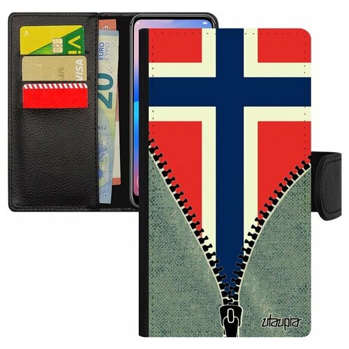 фото Чехол-книжка на мобильный apple iphone 8, "флаг норвегии на молнии" путешествие туризм utaupia
