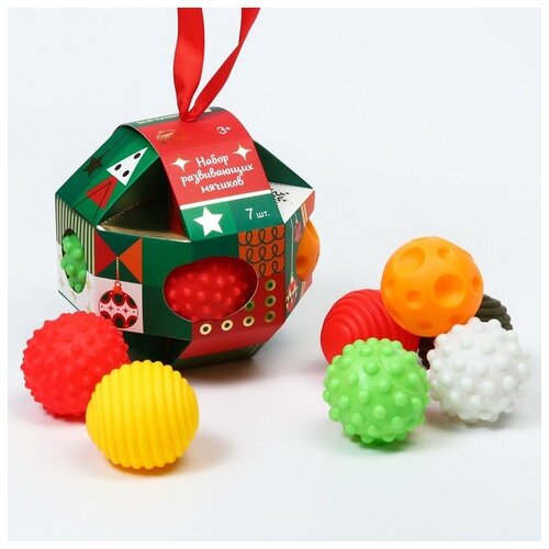 фото Подарочный набор развивающих мячиков "ёлочный шар зеленый" 7 шт. 6940987 сима-ленд