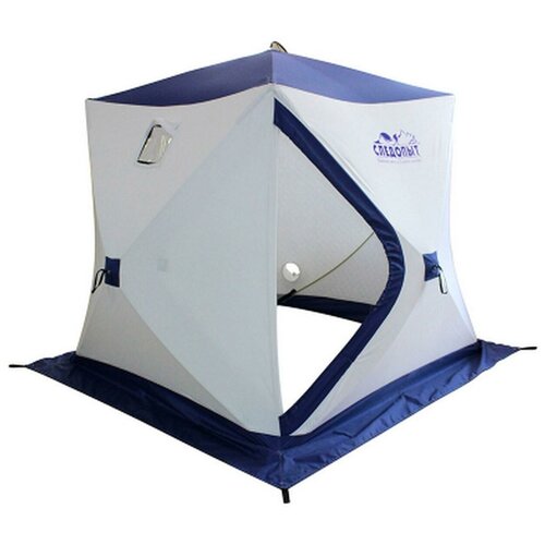 фото Палатка зимняя куб следопыт, 3-х местная, 3 слоя, цвет бело-синий 9316784
