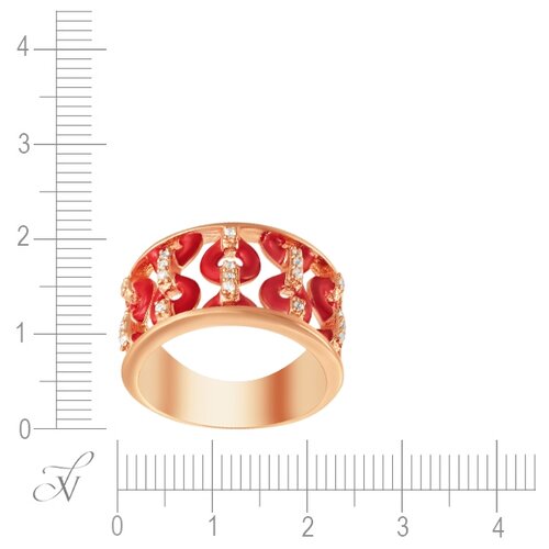 фото Jv серебряное кольцо с цирконием, эмалью kbt-005r-3_ko_enam_001_pink, размер 18