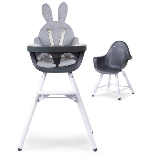 фото Стульчик для кормления childhome evolu 2 white/anthracite с подушкой rabbit grey