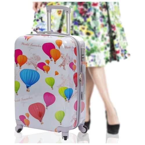 фото Компактный прочный маленький чемодан на колесиках тевин, серый 00030, размер s+, 52 л tevin