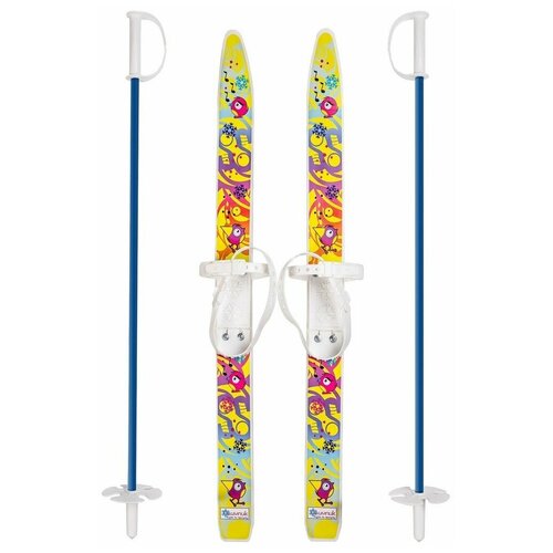 фото Беговые лыжи олимпик лыжики-пыжики с креплениями, с палками чижики 75 см. россия