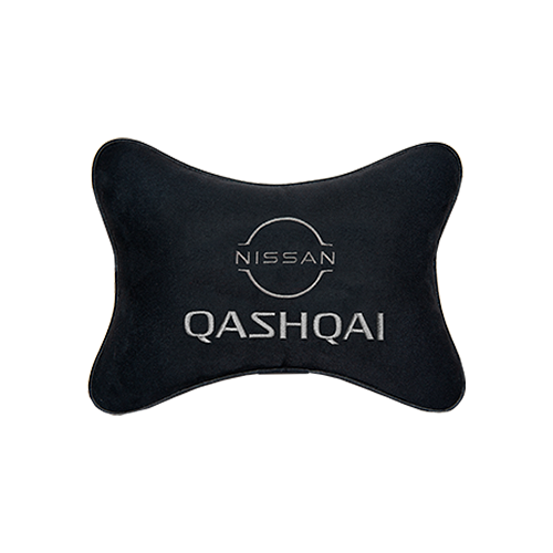 фото Подушка на подголовник алькантара black с логотипом автомобиля nissan qashqai (new) vital technologies