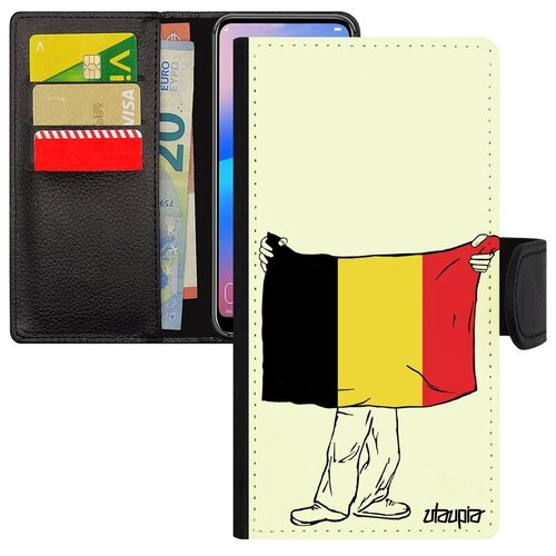 фото Красивый чехол- книжка для телефона // galaxy a40 // "флаг бельгии с руками" стиль туризм, utaupia, белый