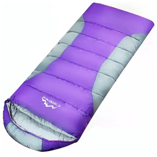фото Спальный мешок туристический теплый спальник-одеяло для кемпинга, охоты и рыбалки 220x 80 см -5 c, фиолетовый baziator