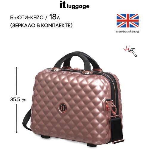 фото Бьюти-кейс it luggage на молнии, 28.5х35.5х18 см, плечевой ремень, жесткое дно, розовый