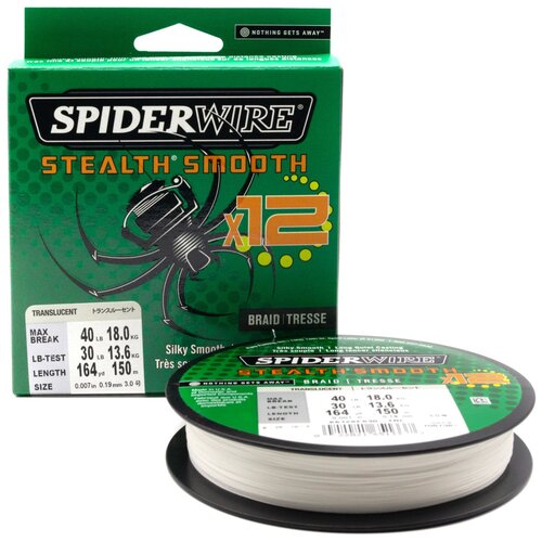 фото "плетеная леска spiderwire stealth smooth 12 braid полупрозрачная 0,19 мм., 18 кг., 150 м. (1507367)"