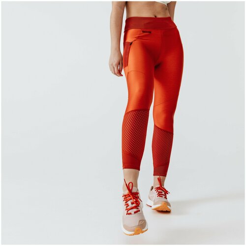 фото Тайтсы для бега женские run dry+ feel кирпично-оранжевые, размер: l / w33 l31, цвет: коричневый/темная сепия kalenji х decathlon