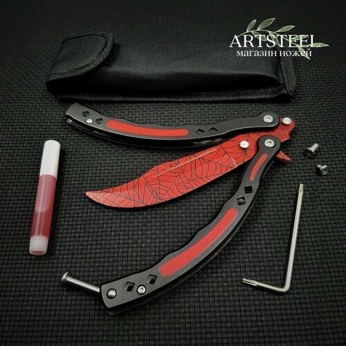 фото Нож бабочка тренировочный cs go balisong, artsteel, красный