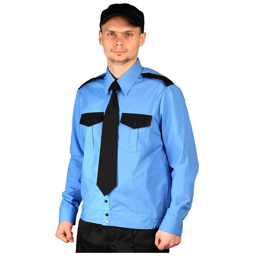 фото Рубашка охранника на резинке голубая с чёрным, 45/182-188 без бренда