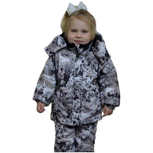 фото Тёплый зимний камуфляжный костюм для малышей (размер 20-22, рост 92-98) расцветка «зимний лес» виктория-текстиль