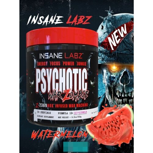 фото Предтренировочный комплекс insane labz psychotic war zombie, 252 гр, арбуз