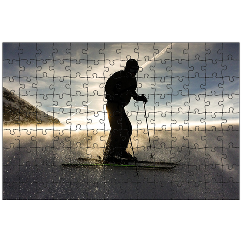 фото Магнитный пазл 27x18см."снег, зима, горные лыжи" на холодильник lotsprints